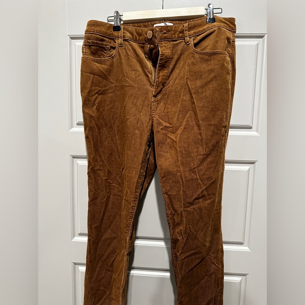 Curvy Skinny High Waisted Corduroy Pants | LOFT | Size 31 Tall | Brown